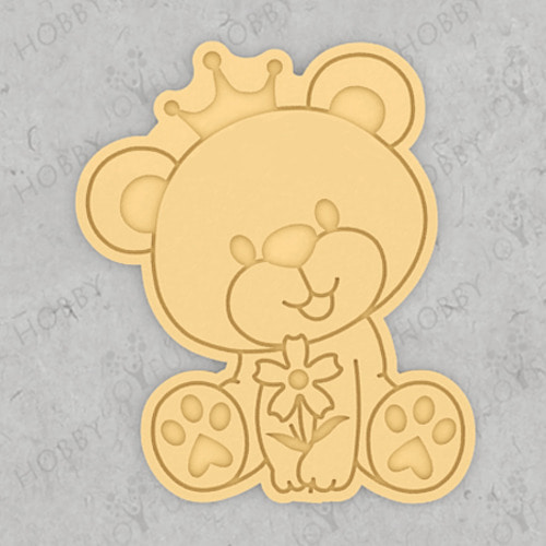 [3D쿠키커터] 꽃을 든 아기 곰 01 CRA008  /곰돌이/캐릭터/쿠키틀/모양틀/쿠키스탬프/스텐실/아이싱/맞춤주문제작
