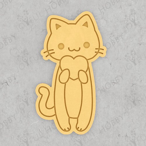 동물 쿠키커터 - 하트를 든 귀여운 고양이 CRA034 / 발렌타인데이 화이트데이 / 동물 / 쿠키틀 / 모양틀 / 쿠키커터제작