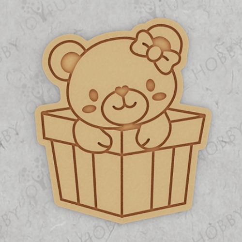 선물 상자 속 귀여운 아기 곰 CRA100 / 생일 축하 답례 / 화이트데이 발렌타인데이 / 동물 모양틀 / 쿠키틀 / 아이싱 / 맞춤제작 쿠키커터