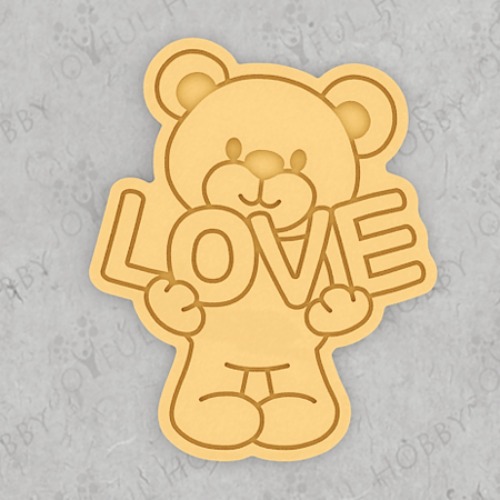 LOVE 글자를 든 귀여운 아기 곰 CRA106 / 화이트데이 발렌타인데이 / 동물 모양틀 / 쿠키틀 / 아이싱 / 맞춤제작 쿠키커터