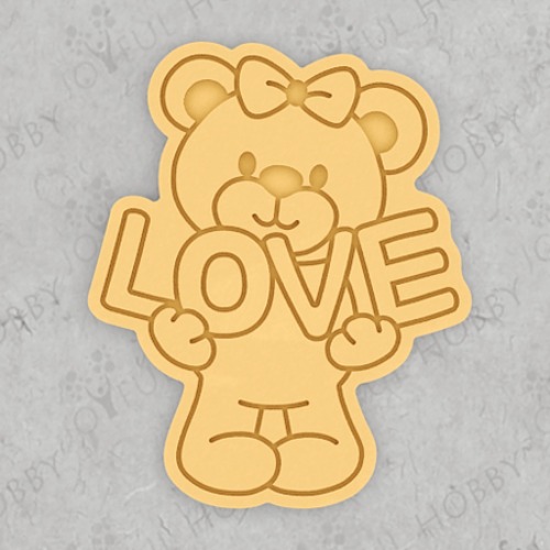 LOVE 글자를 든 귀여운 아기 곰 CRA107 / 화이트데이 발렌타인데이 / 동물 모양틀 / 쿠키틀 / 아이싱 / 맞춤제작 쿠키커터