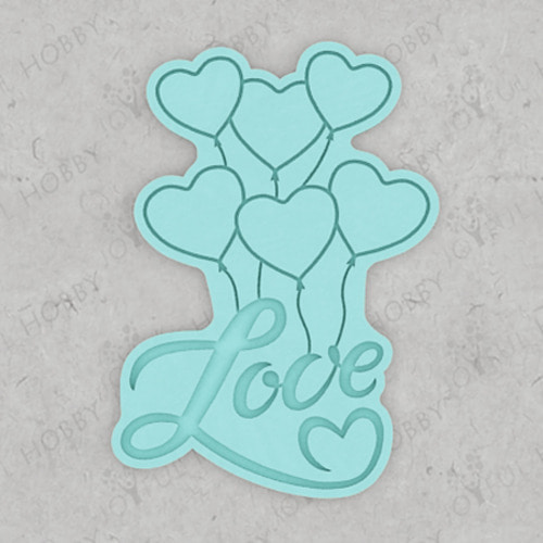 [3D쿠키커터] 하트풍선 Love(러브) 문구 /발렌타인데이/화이트데이/사랑/쿠키틀/쿠키스탬프/맞춤주문제작