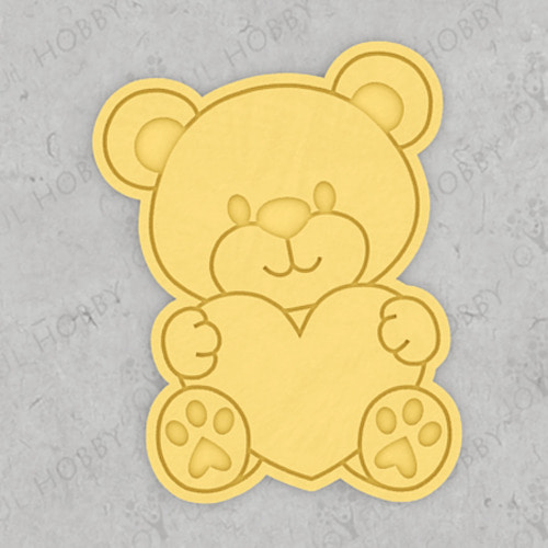 [발렌타인데이 쿠키커터] 하트를 든 아기 곰 03 CRA010   /곰돌이/캐릭터/화이트데이/사랑/쿠키틀/모양틀/쿠키스탬프/스텐실/아이싱/맞춤주문제작