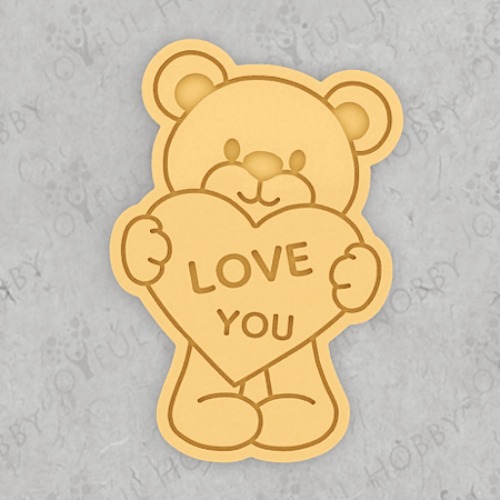 하트를 든 귀여운 아기 곰 LOVE YOU 영문 CRA104 / 화이트데이 발렌타인데이 / 동물 모양틀 / 쿠키틀 / 아이싱 / 맞춤제작 쿠키커터