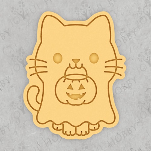 할로윈 쿠키커터 - 호박 사탕 바구니를 물고 있는 고양이 HFA045 / 고스트 쿠키틀 모양틀 / 아이싱 / 쿠키커터 제작 / 3D쿠키커터