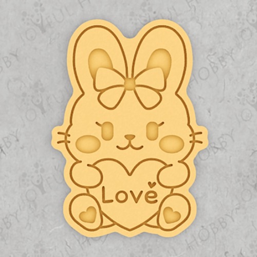 동물 쿠키커터 -하트를 안고 있는 아기 토끼 CRA174 / 화이트데이 발렌타인데이 사랑 / 모양틀 아이싱 / 맞춤 제작 쿠키커터