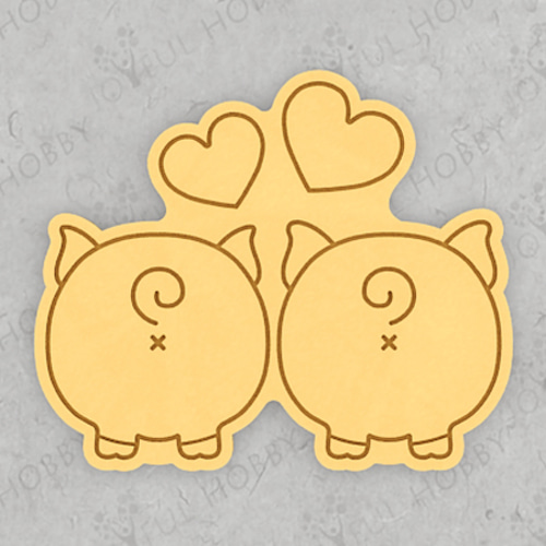 [발렌타인데이 쿠키커터] 돼지 커플 CRA013   /화이트데이/동물캐릭터/사랑/쿠키틀/모양틀/쿠키스탬프/스텐실/아이싱/맞춤주문제작